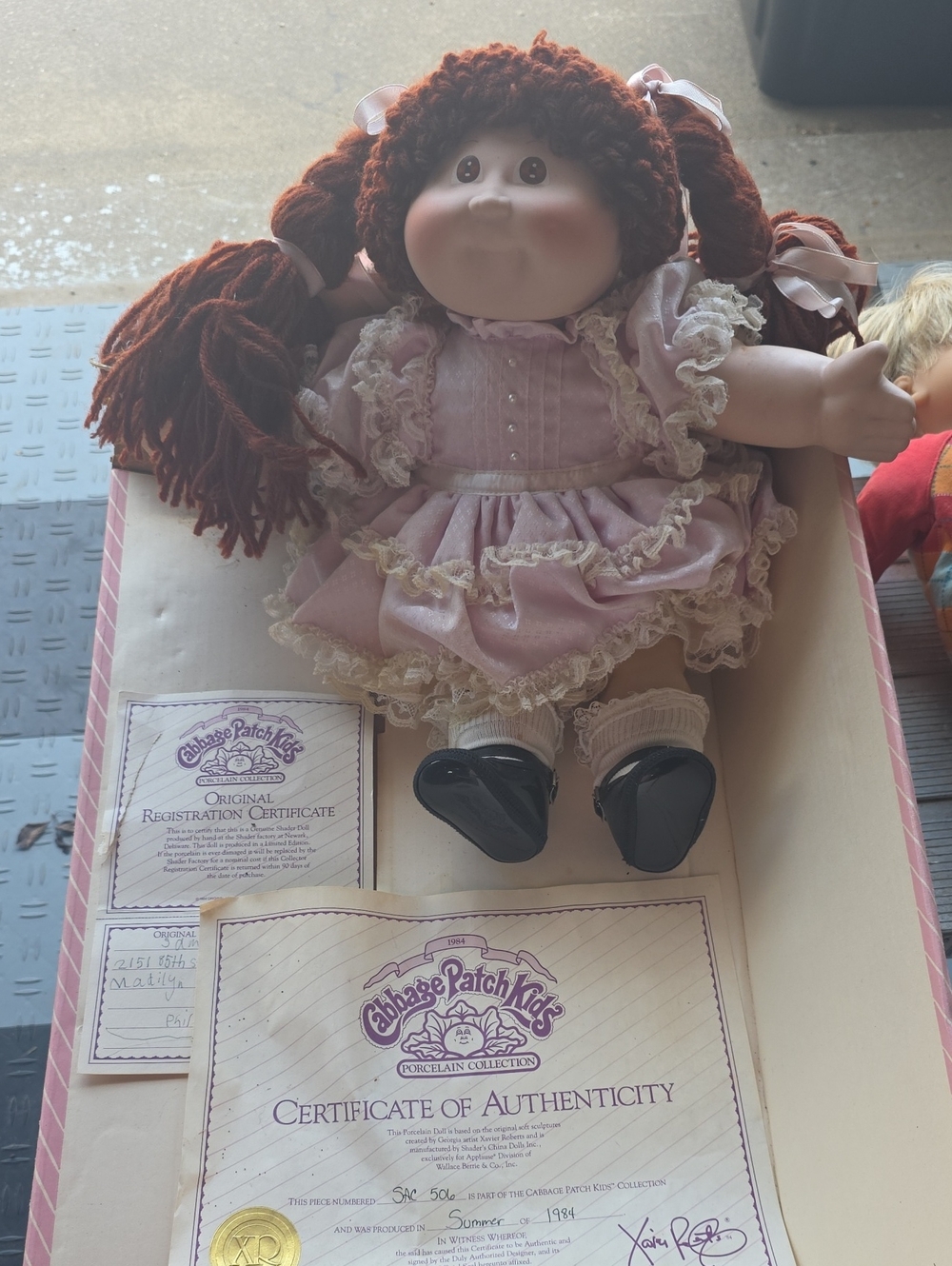 Cabbage Patch Kids Porcelain Doll in Pink Dress
